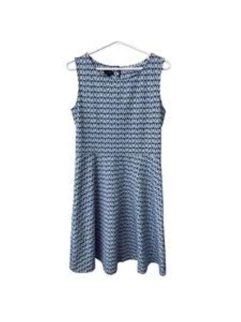 Talbots Dress Women's size M Blue Geometric Sleeveless Fit and Flare Stretch